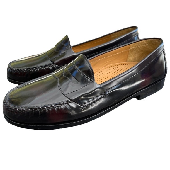 Cole Haan Black with Red spots Leather Loafers Mens Size 10.5 D Narrow